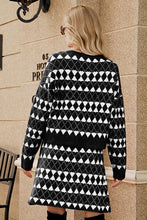 Load image into Gallery viewer, Geometric Dropped Shoulder Cardigan and Knit Skirt Set