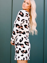Load image into Gallery viewer, Round Neck Long Sleeve Leopard Dress