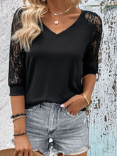 Load image into Gallery viewer, Double Take V-Neck Spliced Lace Raglan Sleeve Top
