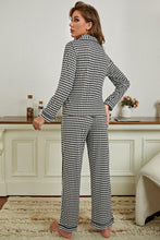 Load image into Gallery viewer, Checkered Button Front Top and Pants Loungewear Set