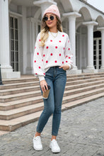 Load image into Gallery viewer, Woven Right Polka Dot Round Neck Dropped Shoulder Sweater