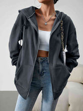 Load image into Gallery viewer, Dropped Shoulder Hooded Jacket with Pocket