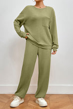 Load image into Gallery viewer, Pocketed Round Neck Top and Pants Lounge Set