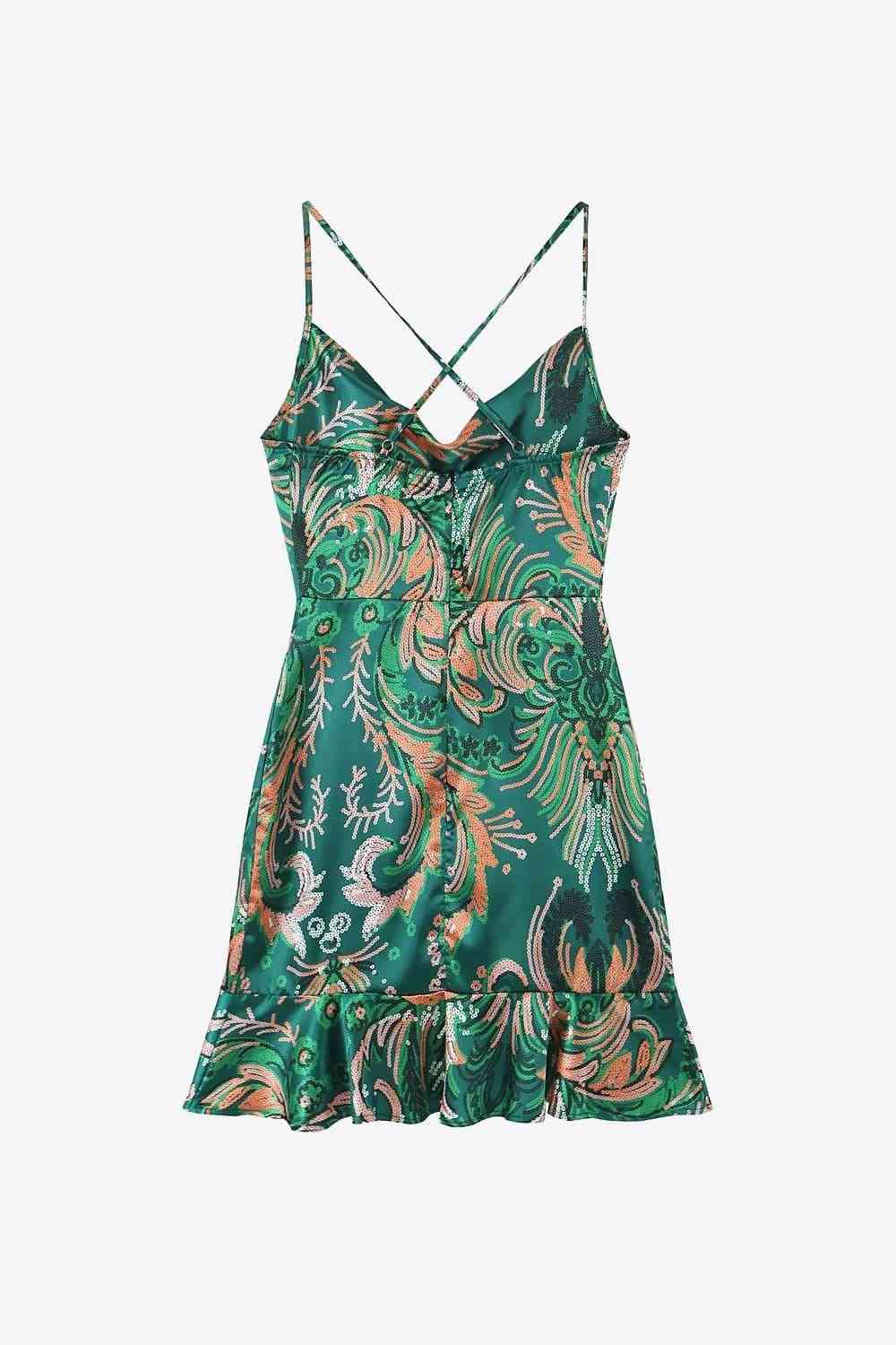 *SALE* Printed Cowl Neck Ruffle Hem Dress