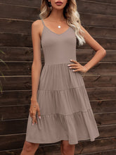 Load image into Gallery viewer, Spaghetti Strap V-Neck Tiered Dress