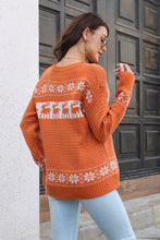 Load image into Gallery viewer, Reindeer &amp; Snowflake Pattern Dropped Shoulder Pullover Sweater