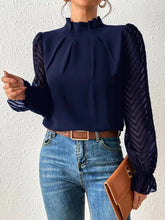 Load image into Gallery viewer, Mock Neck Flounce Sleeve Blouse