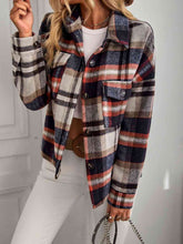 Load image into Gallery viewer, Double Take Plaid Button Front Brushed Shacket with Breast Pockets