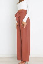 Load image into Gallery viewer, Tie Front Paperbag Wide Leg Pants