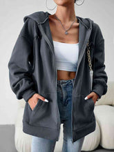 Load image into Gallery viewer, Dropped Shoulder Hooded Jacket with Pocket