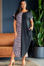 Load image into Gallery viewer, Plus Size Contrast Leopard Short Sleeve Midi Dress