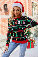 Load image into Gallery viewer, Christmas Print Sequin Round Neck Sweater