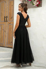 Load image into Gallery viewer, Sequin V-Neck Mesh Maxi Dress