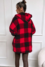 Load image into Gallery viewer, Double Take Full Size Plaid Long Sleeve Hooded Coat