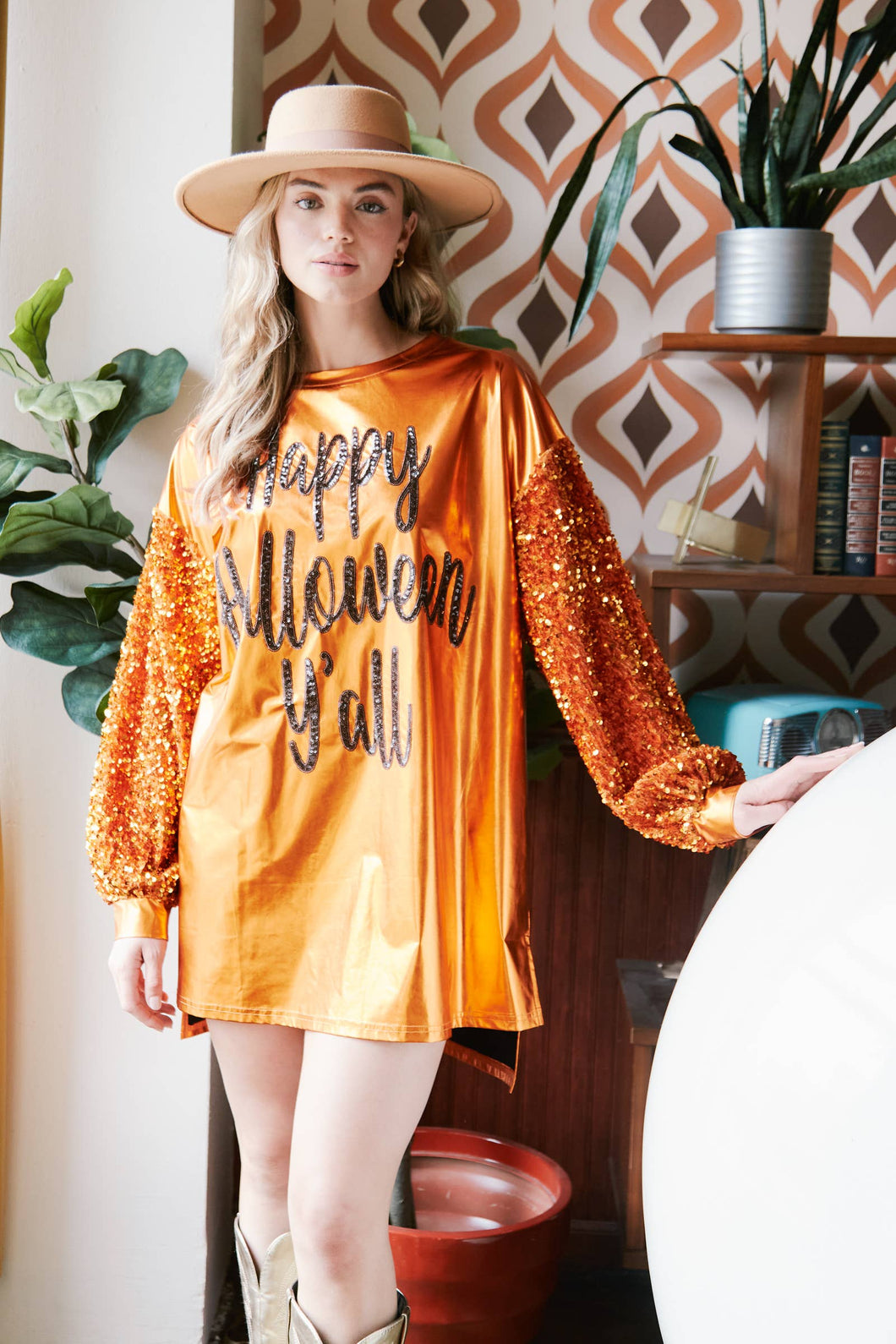 Happy Halloween Sequin Shirt Dress