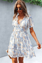 Load image into Gallery viewer, Printed Flutter Sleeve V-Neck Dress