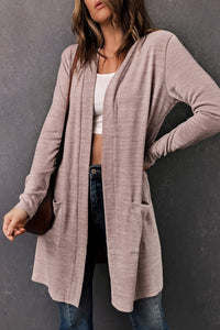 Long Sleeve Open Front Cardigan with Pocket