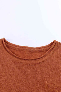 Exposed Seam Round Neck Knit Top