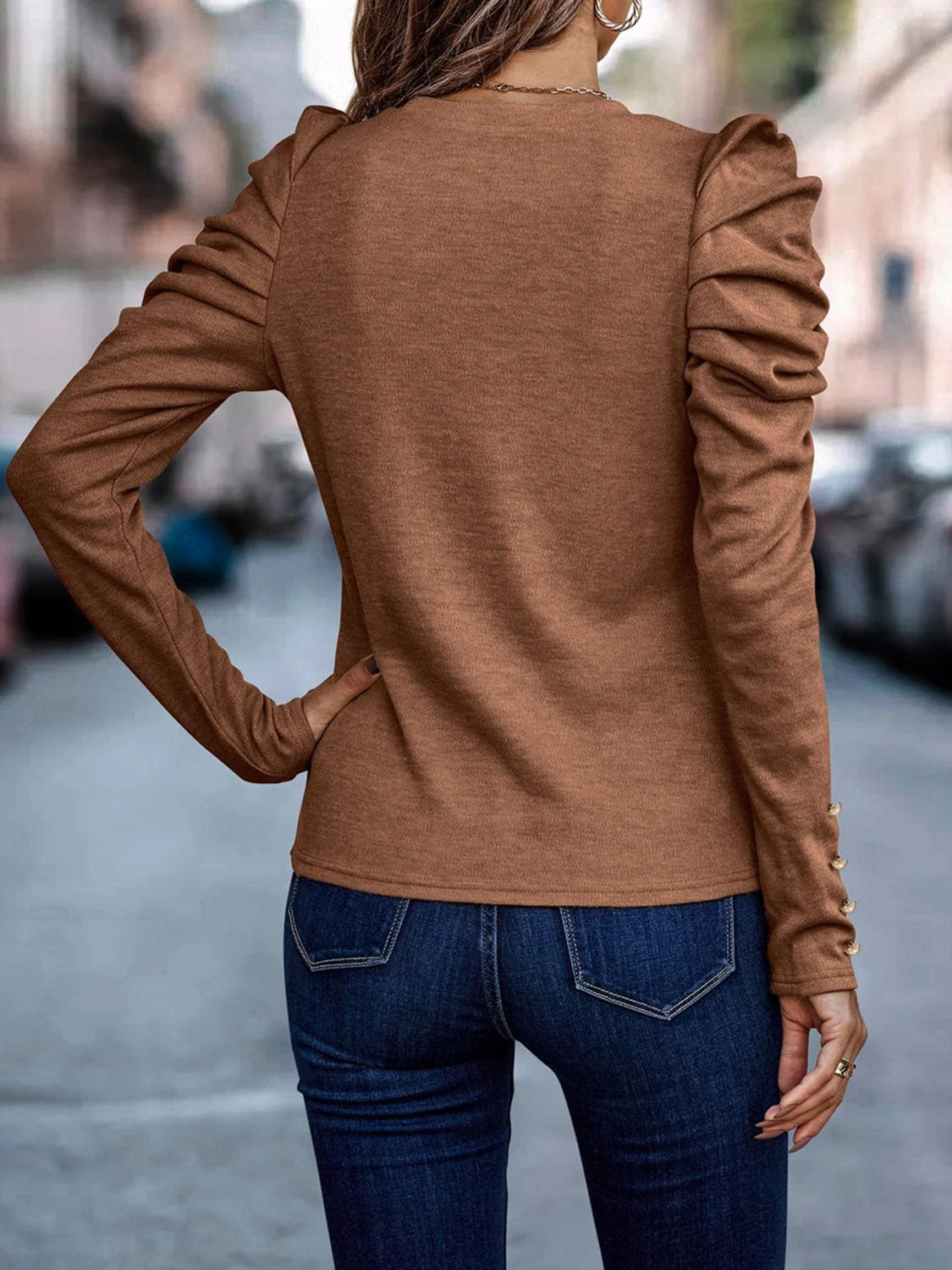 *SALE* Decorative Button Puff Sleeve T-Shirt