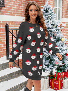 Round Neck Dropped Shoulder Sweater Dress