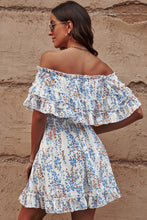 Load image into Gallery viewer, Floral Off-Shoulder Ruffle Hem Dress