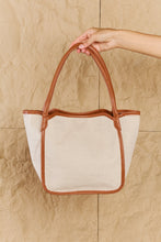 Load image into Gallery viewer, Fame Beach Chic Faux Leather Trim Tote Bag in Ochre