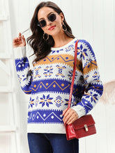 Load image into Gallery viewer, Snowflake Pattern Round Neck Sweater