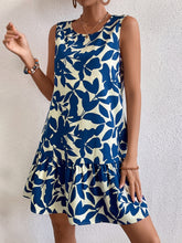 Load image into Gallery viewer, Printed Round Neck Ruffle Hem Dress