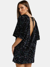 Load image into Gallery viewer, Sequin Tie Back Half Sleeve Mini Dress