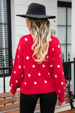 Load image into Gallery viewer, Woven Right Polka Dot Round Neck Dropped Shoulder Sweater