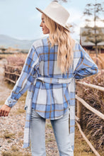 Load image into Gallery viewer, Plaid Collared Neck Bow Front Long Sleeve Jacket