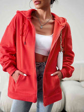 Load image into Gallery viewer, Dropped Shoulder Hooded Jacket with Pocket