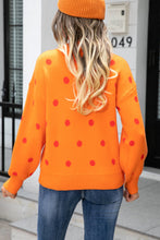 Load image into Gallery viewer, Woven Right Polka Dot Round Neck Dropped Shoulder Sweater