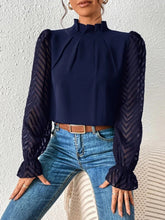 Load image into Gallery viewer, Mock Neck Flounce Sleeve Blouse