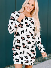 Load image into Gallery viewer, Round Neck Long Sleeve Leopard Dress