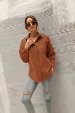 Load image into Gallery viewer, Button Front Drop Shoulder Corduroy Shirt