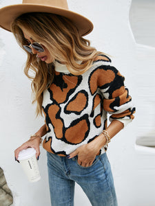 Printed Round Neck Long Sleeve Sweater