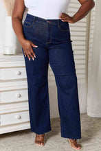 Load image into Gallery viewer, Judy Blue Full Size Raw Hem Straight Leg Jeans with Pockets