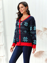 Load image into Gallery viewer, Snowflake Pattern Button Down Cardigan