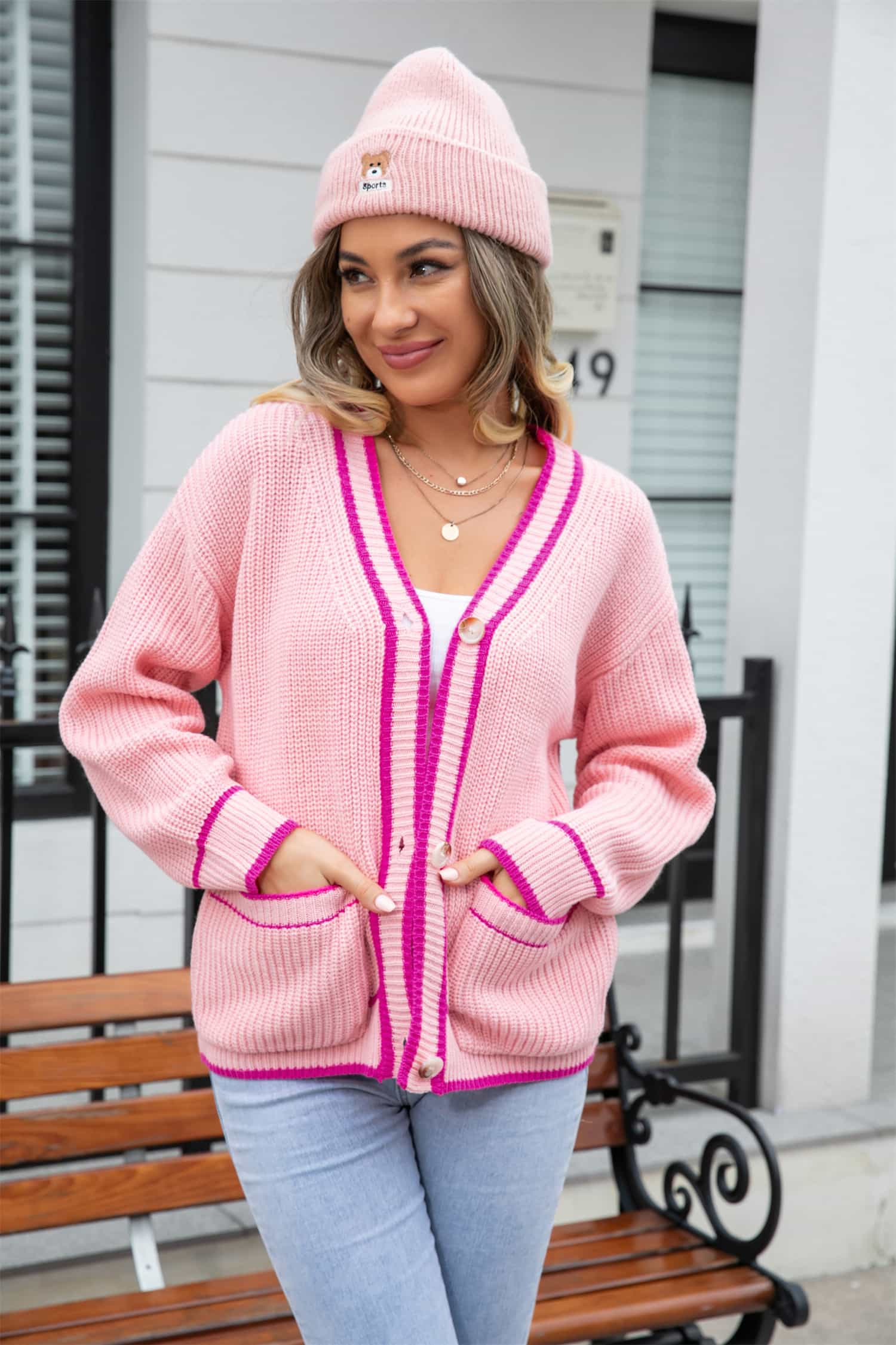 【COSYHARU】 Cotton waffle pocket cardigan Waffle Knit V-Neck Cardigan with Pocket – Carly & Company LLC