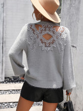 Load image into Gallery viewer, Lace Detail Cutout Long Sleeve Pullover Sweater