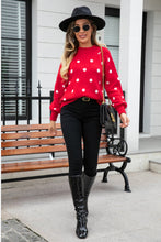 Load image into Gallery viewer, Woven Right Polka Dot Round Neck Dropped Shoulder Sweater