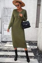 Load image into Gallery viewer, Notched Neck Dropped Shoulder Button-Down Midi Dress