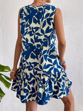 Load image into Gallery viewer, Printed Round Neck Ruffle Hem Dress