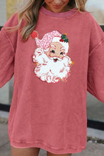 Load image into Gallery viewer, Ribbed Santa Graphic Round Neck Sweatshirt