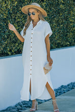 Load image into Gallery viewer, Textured Button Down Slit Shirt Dress