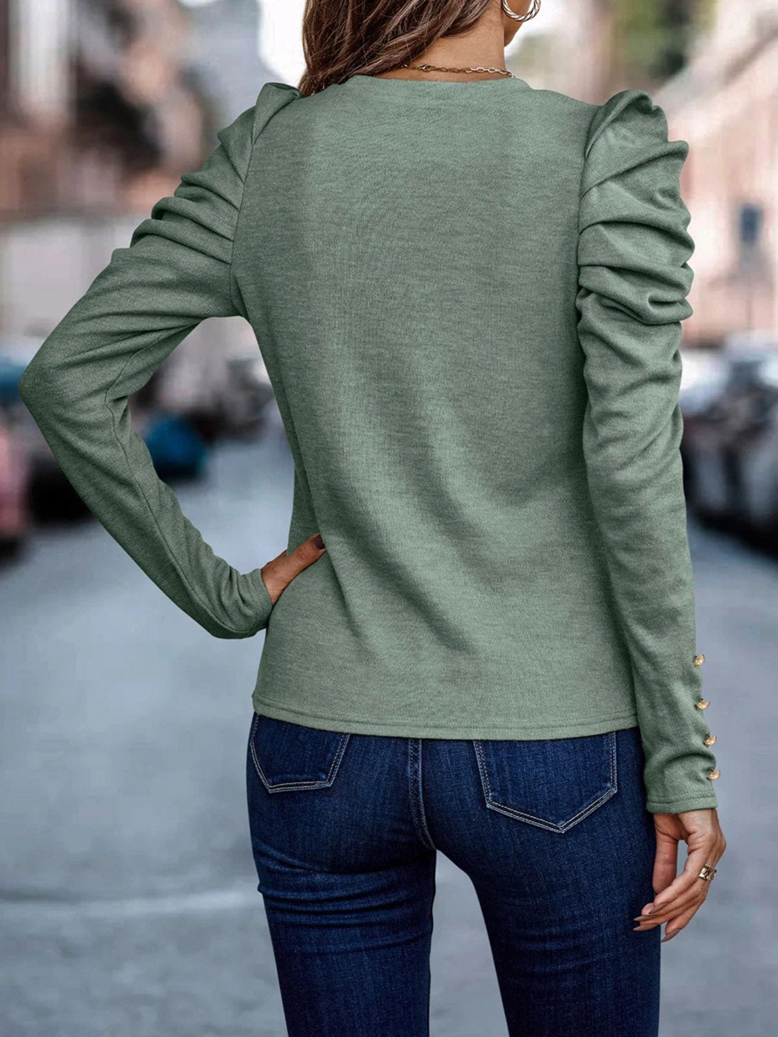 *SALE* Decorative Button Puff Sleeve T-Shirt