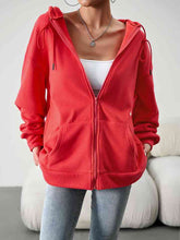 Load image into Gallery viewer, Dropped Shoulder Hooded Jacket with Pocket