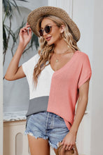 Load image into Gallery viewer, Color Block V-Neck Knit Top
