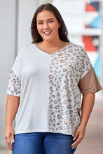 Load image into Gallery viewer, Plus Size Leopard V-Neck T-Shirt